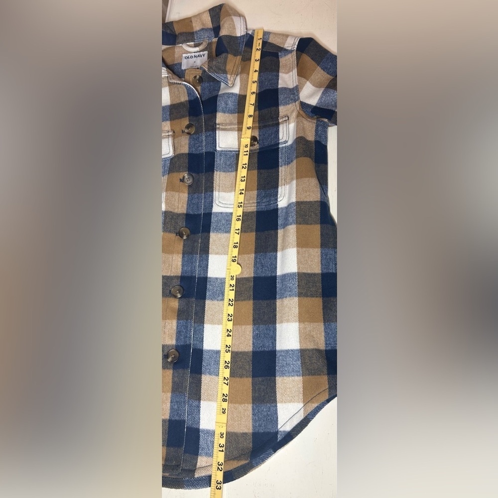 Old Navy Blue Tan White Plaid Utility Shacket Jacket Gorpcore Cabincore Size M - Picture 12 of 12